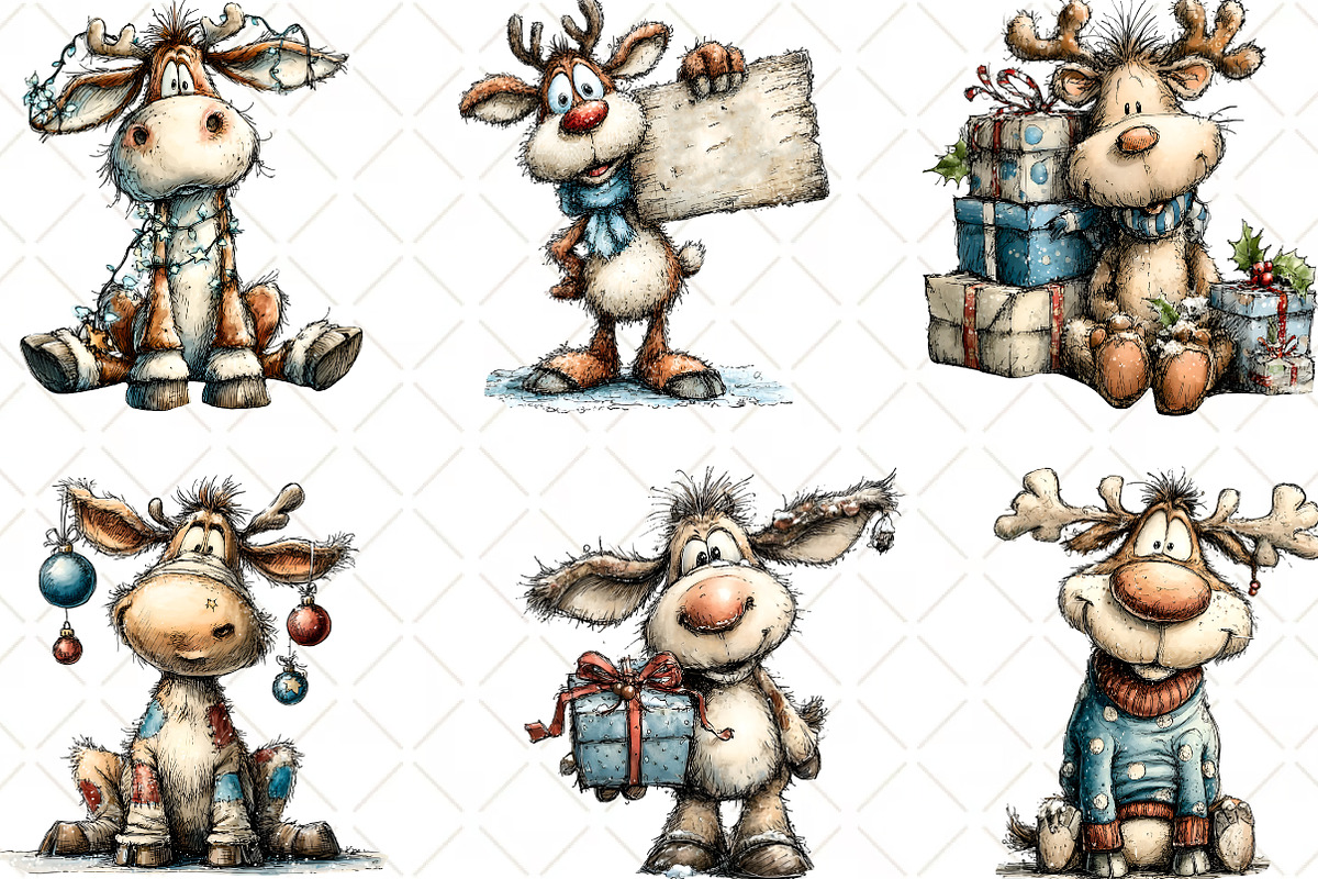 Quirky Reindeer Clipart, an Illustration by Black Bird Studio (Photo 4 of 5)
