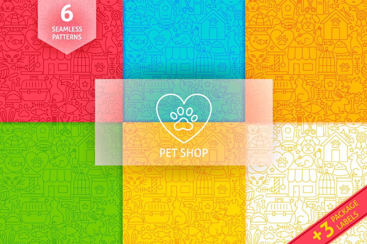 Pet Shop Line Seamless Patterns, a Pattern Graphic by Anna_leni