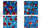 Stained Glass Red Rose Pattern, a Pattern Graphic by Paper & Pattern Studio (Thumbnail 3 of 8)