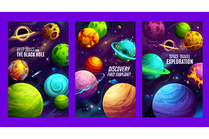 Cartoon Galaxy Space Planets