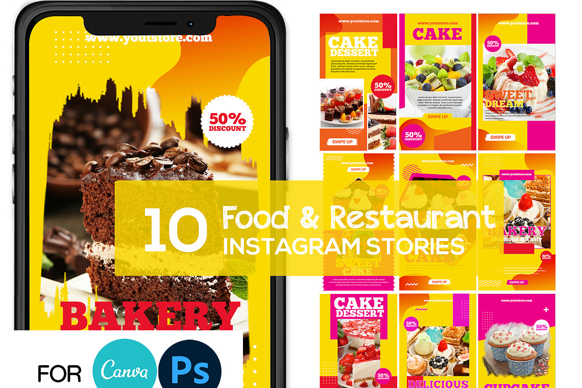 Food Instagram Story Canva Template, a Social Media Template by DreamColor (Photo 1 of 5)