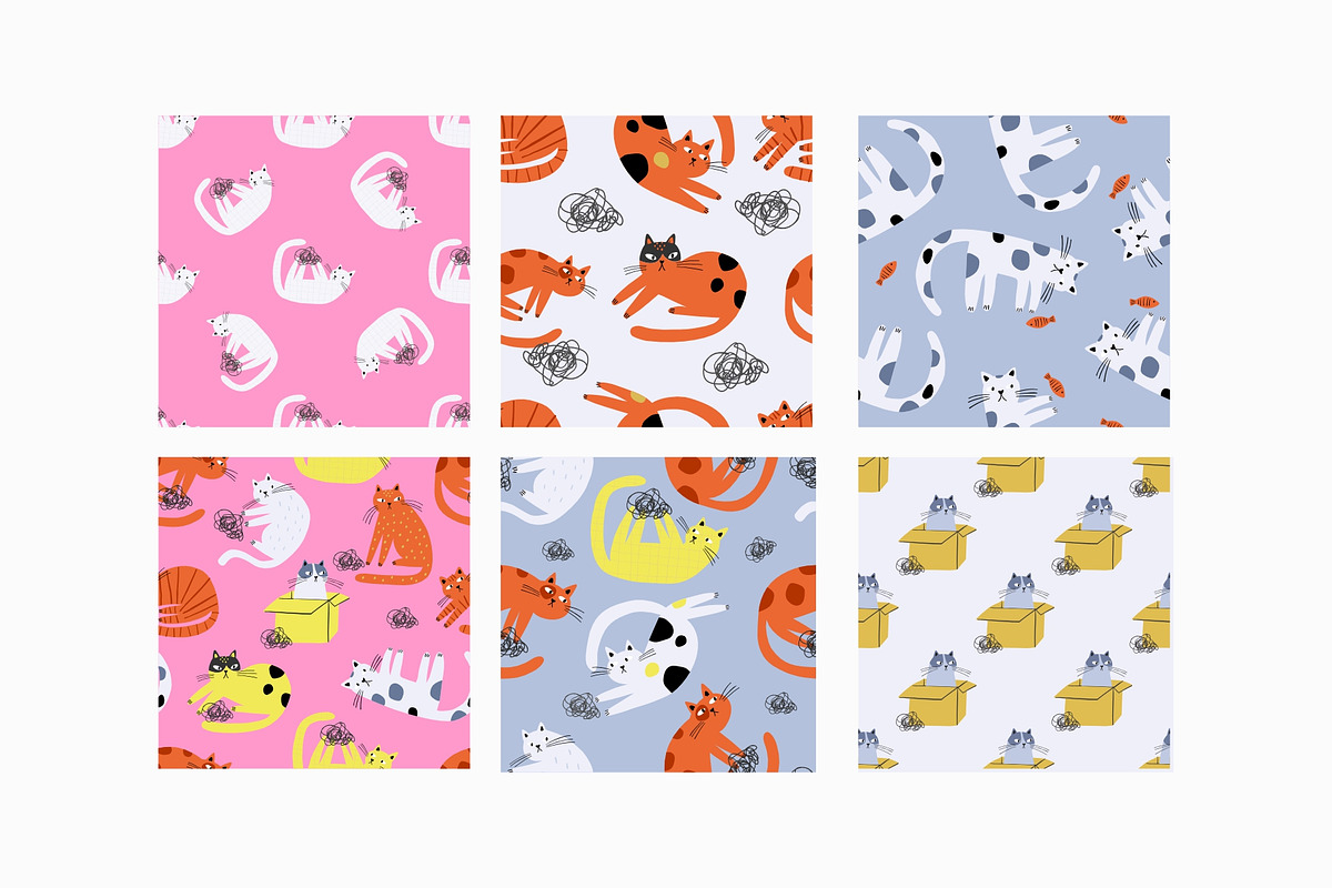 Funny Cats - vector clipart, a Decorative Illustration by Barkova Nadya (Photo 2 of 8)