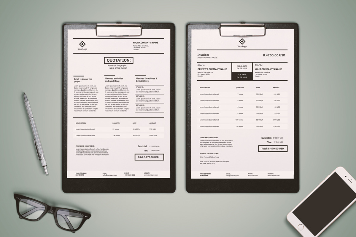 Invoicing Template (InDesign), a Stationery Template by Design Shop (Photo 1 of 5)