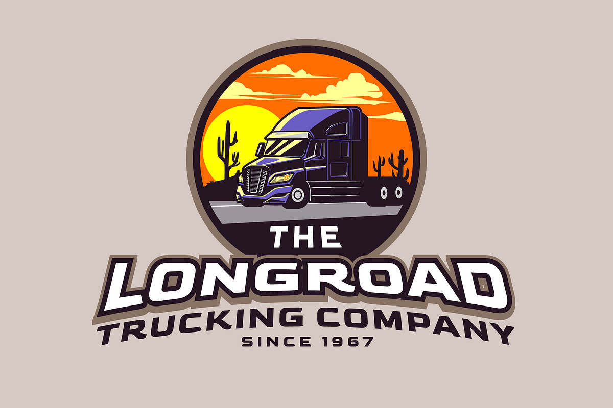 Semi Trucking Haul in Sunset Logo, a Branding & Logo Template by Suhandi