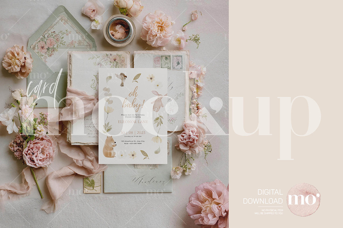 Vintage Elegant Greeting Card Mockup, a Product Mockup by MoMockups (Photo 2 of 5)