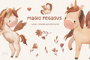 MAGIC PEGASUS. Watercolor clipart, an Animal Illustration by OlliArtDesign (Thumbnail 1 of 5)