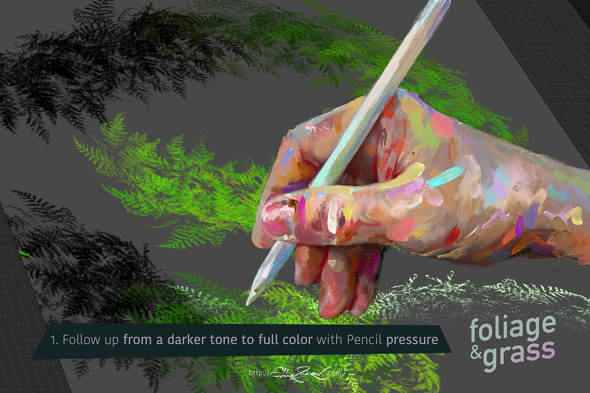 60 Foliage & Grass Procreate brushes, a Brush Add-On by Eldar Zakirov's (Photo 2 of 6)