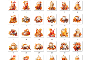 Watercolor Fall Drink Clipart