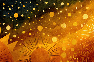 Golden Celestial Sun Background with Dark Cosmic Copy Space, a Nature Photo by José Manuel Gelpi