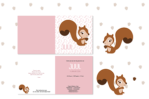 Squirrel Birth Announcement - Girl