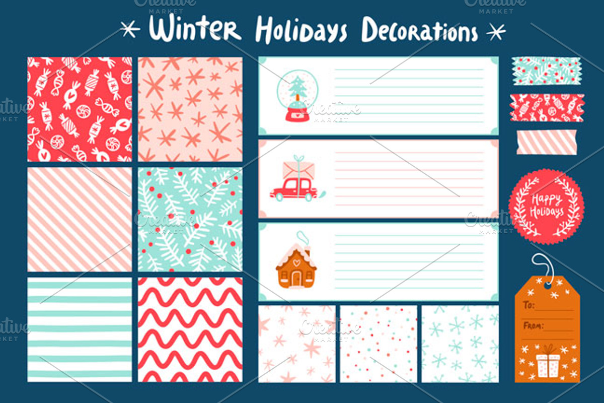 Winter holidays decorations set, a Pattern Graphic by Stolenpencil (Photo 1 of 4)