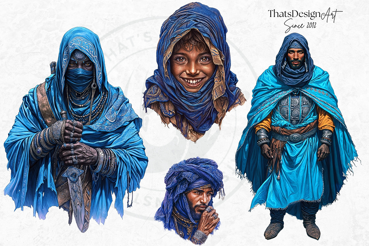 Berber Tuareg Man clipart set, a Person Illustration by ThatsDesignArt (Photo 10 of 10)
