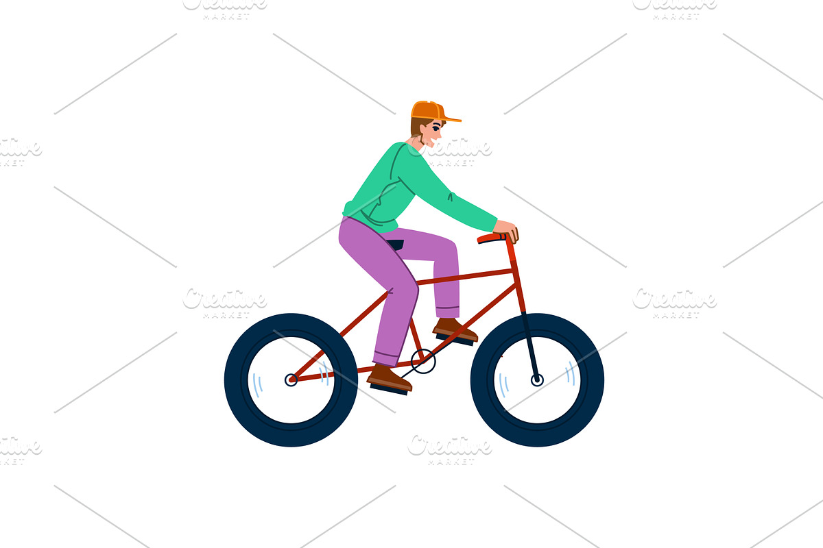 Young man riding a fat bike enjoying, a Sport Illustration by pikepicture