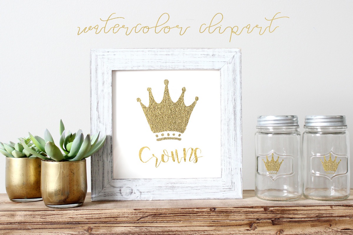 Crowns watercolor clipart, an Illustration by LABFcreations (Photo 2 of 2)