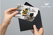 Fun illustrated bee scenes set of 5, an Animal Illustration by Winged Graphics (Thumbnail 3 of 3)