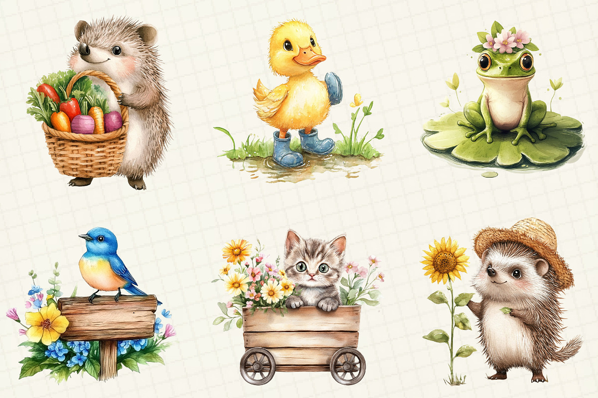 Watercolor Garden Animal Clipart, an Illustration by OK Design (Photo 4 of 5)