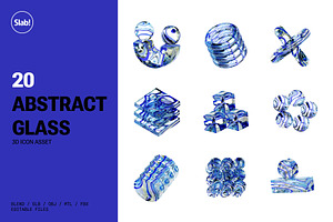 Abstract Glass Shapes 3D Icon Set, an Object 3D Model by SLAB! Design