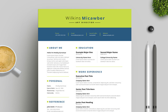 Green Navy Blue Resume / CV preview 8