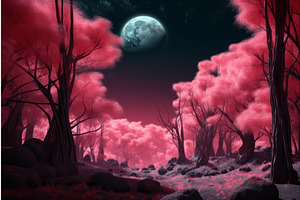 Pink Forest. Generate Ai