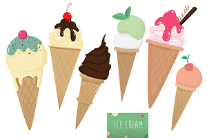 Yumm yumm vector ice cream set, a Food Illustration by Cheeba Ribba Designs