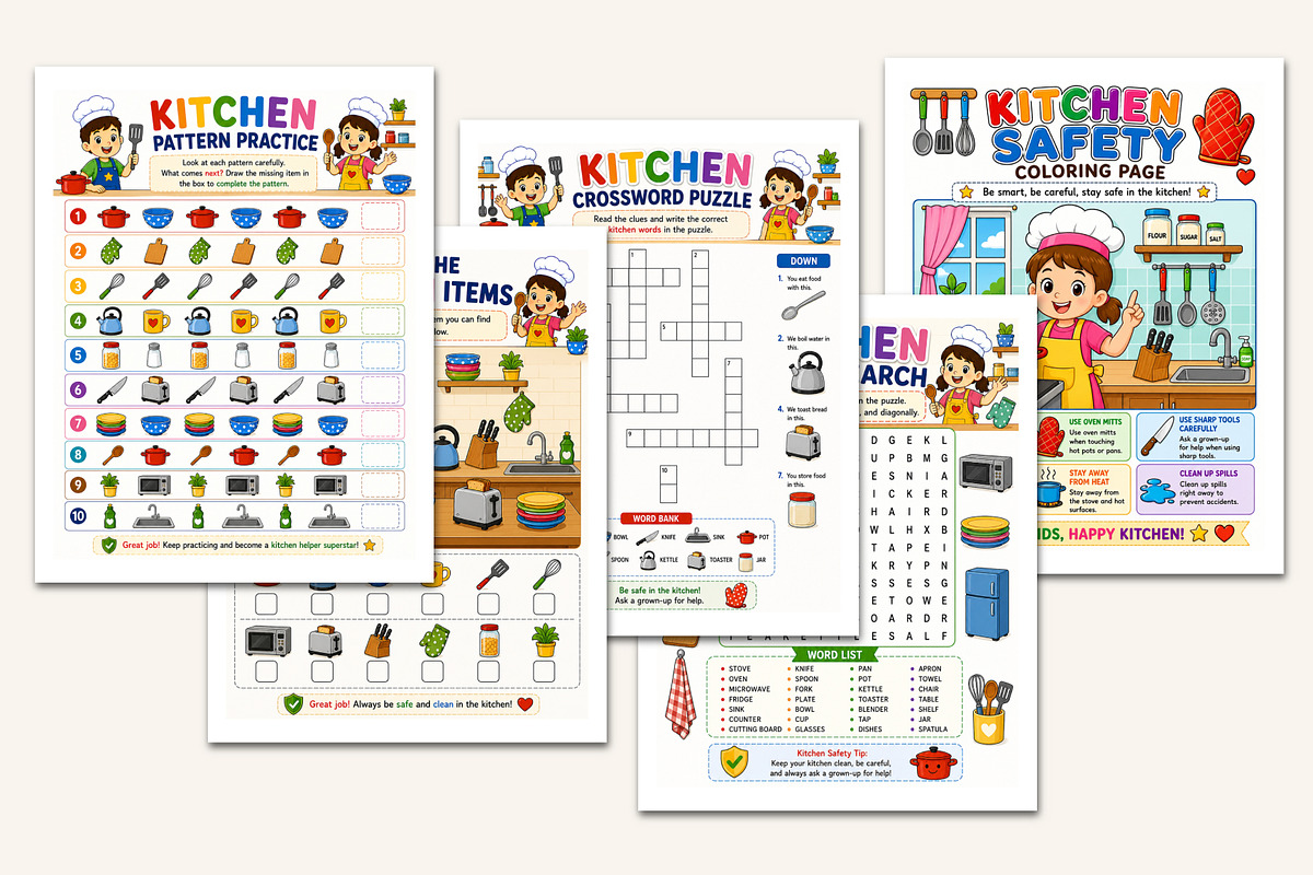 Kitchen Safety Workbook for Kids, a Stationery Template by Designmela01 (Photo 3 of 5)