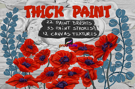 Thick paint Procreate brushes, a Brush Add-On by TheWhiteCatLab
