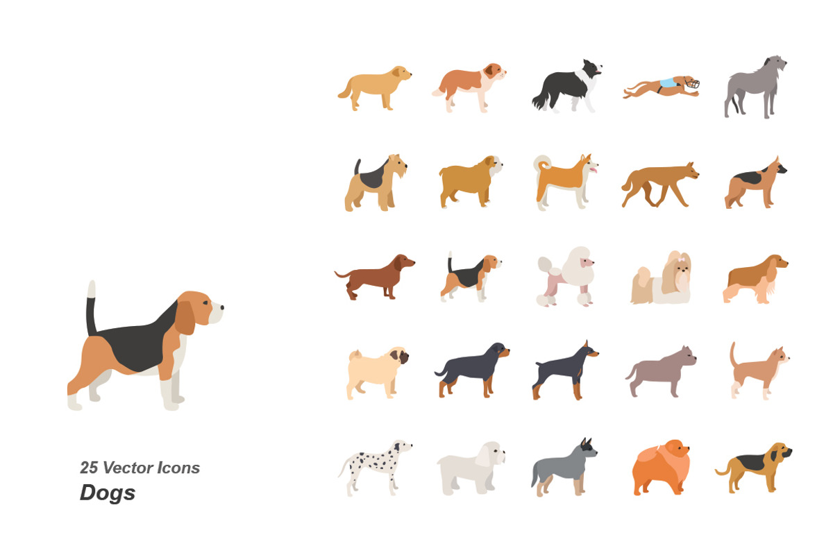 Dogs color vector icons, an Icon by Jisun Park