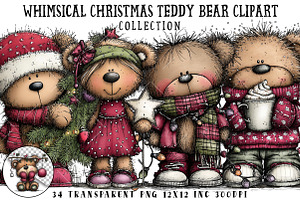 Whimsical Christmas Teddy Bear PNG, an Illustration by OK Design