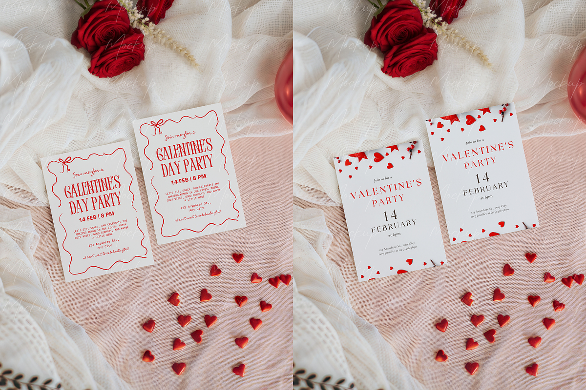 Valentine 2 Cards Mockup Roses, a Product Mockup by TatiMockup (Photo 3 of 3)