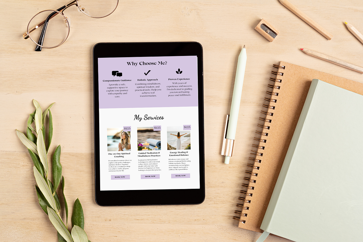 Spiritual Coach Website Template, a Landing Page Template by Mindful Digital Co. (Photo 4 of 9)