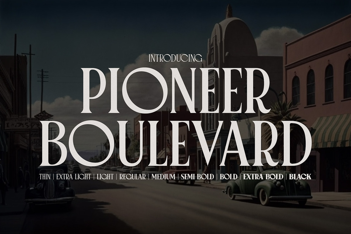 Pioneer Boulevard Typeface, a Serif Font by HipFonts (Photo 1 of 12)
