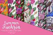 Summer Fuchsia Seamless Pattern Set, a Pattern Graphic by Sketchbook Designs (Thumbnail 4 of 10)