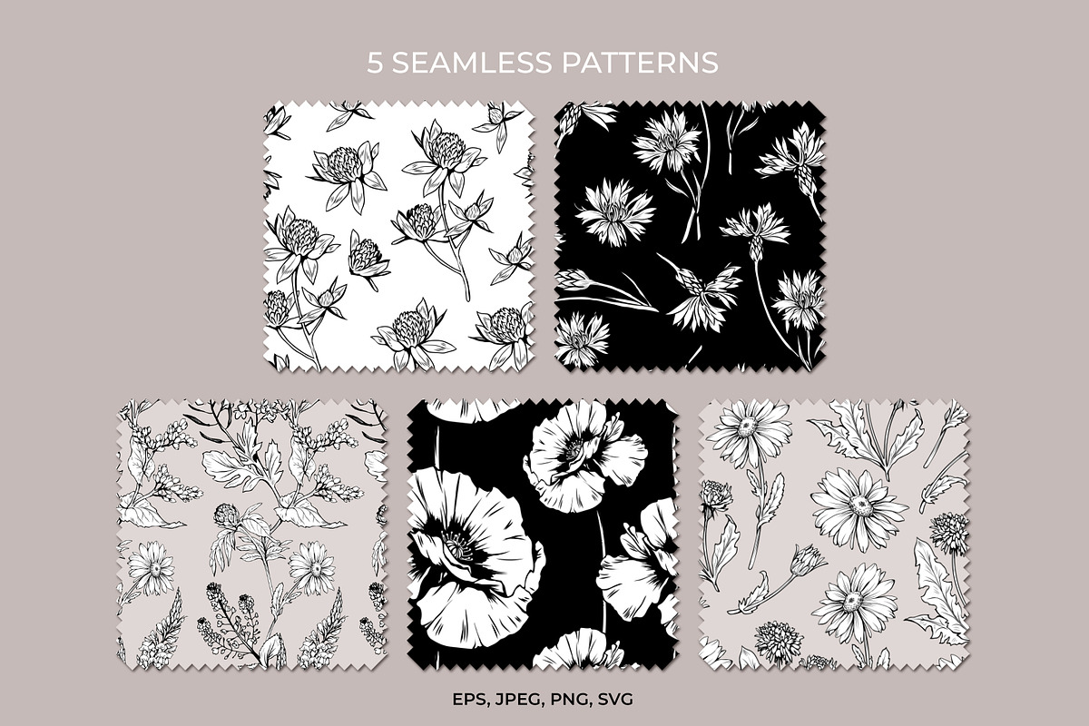 Flowers Line Art. Floral Clipart, a Decorative Illustration by ilonitta (Photo 6 of 11)