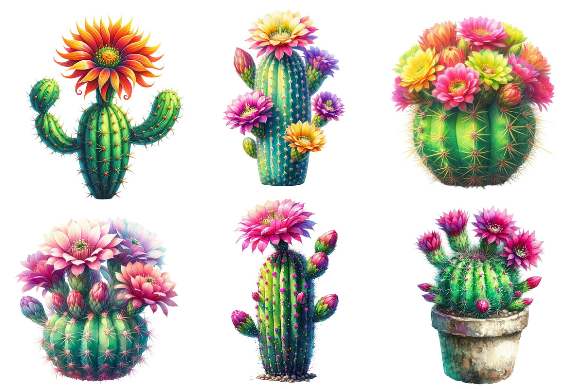 Watercolor Cactus Clipart, an Illustration by Designworld (Photo 2 of 5)