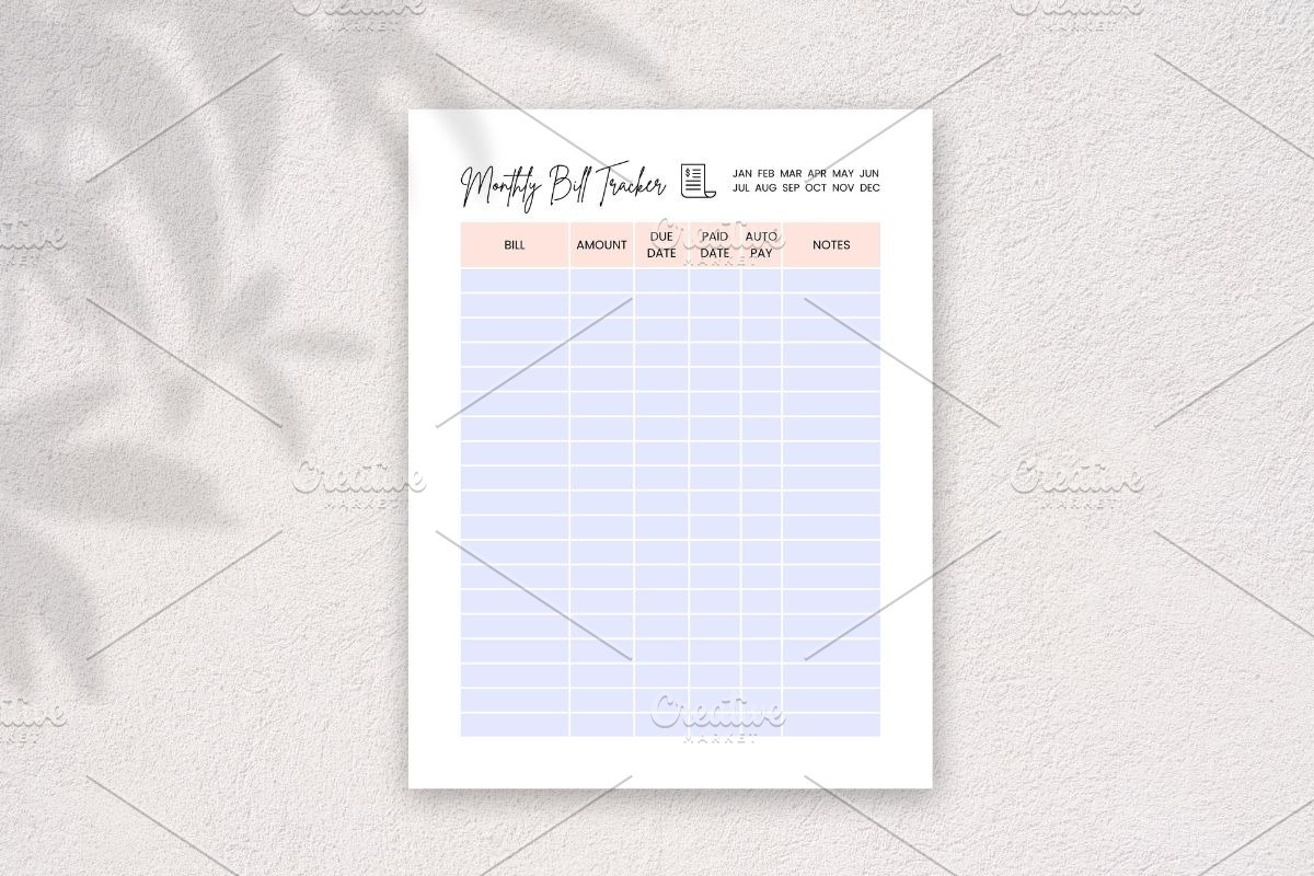 Monthly Bill Tracker, a Print Template by HillTract (Photo 3 of 5)