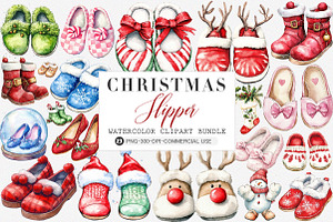 Christmas Slipper Clipart, an Illustration by SinaCreation