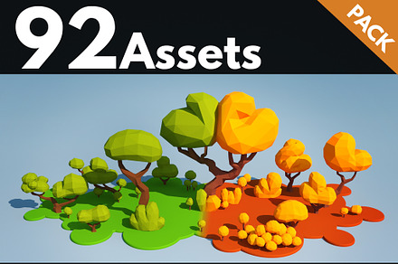 Trees And Bushes, an Environmental 3D Model by Saintpix