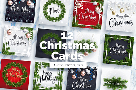 12 Cool Christmas Cards, a Card Template by ARg Design