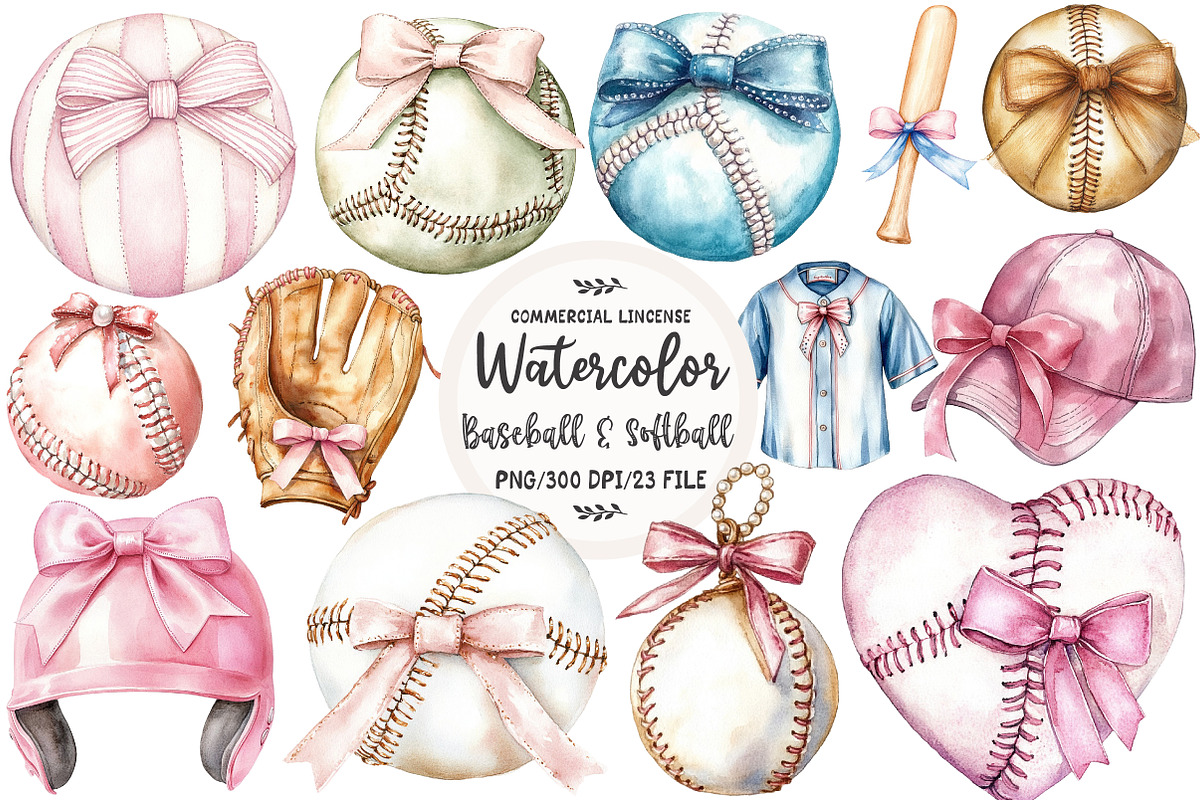 Baseball & Softball Coquette Bow, an Illustration by OK Design (Photo 1 of 4)