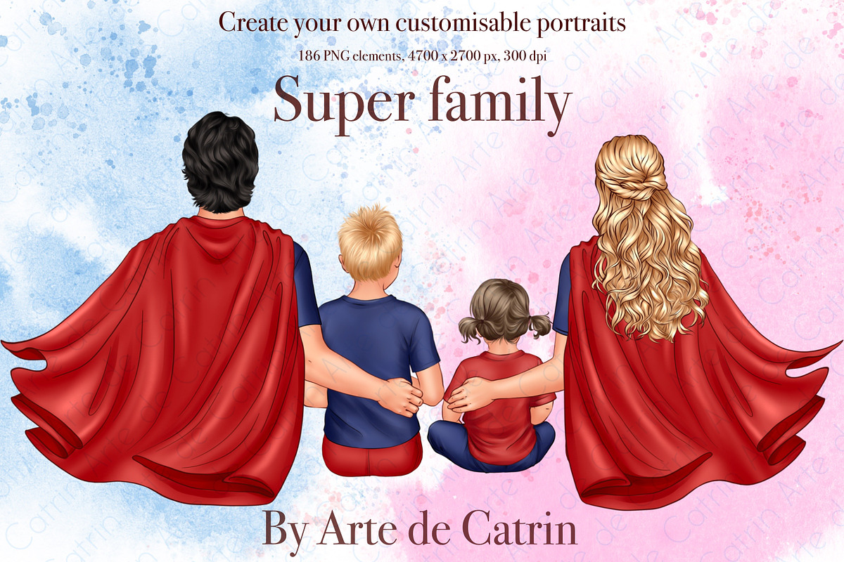 Super Family Clipart, Hero Clipart, a Person Illustration by ArtedeCatrin (Photo 1 of 12)