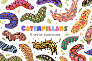 Cute caterpillars, funny larvas set, an Animal Illustration by Good Studio (Thumbnail 1 of 8)