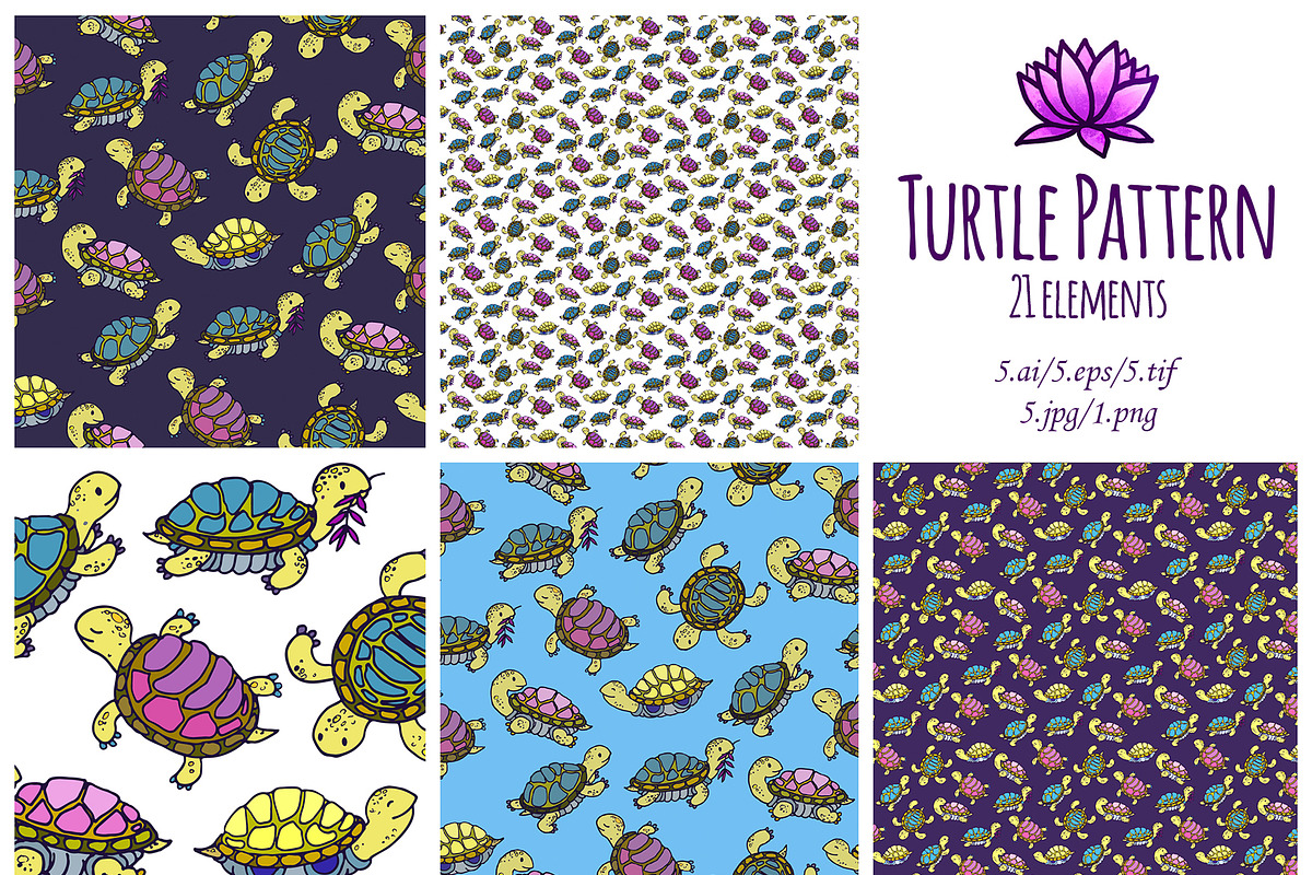 Turtle Pattern, a Pattern Graphic by Loriniart_shop