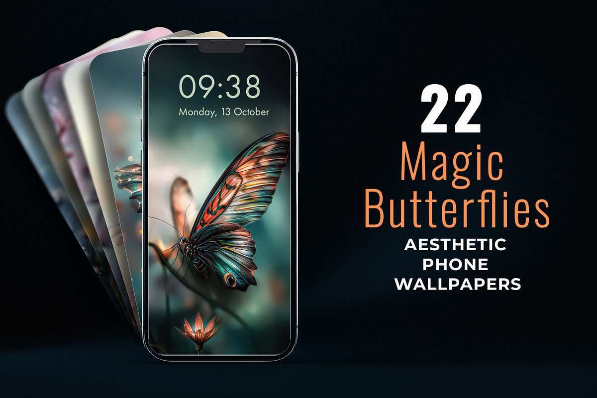 22 Magic Butterfly Wallpapers Pack, a Wallpaper Graphic by BazziBa♥ (Photo 1 of 5)