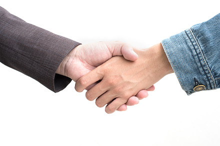 Hands shake of businessmen  on isolated white background.  Busin, a Person Photo by Ministocker