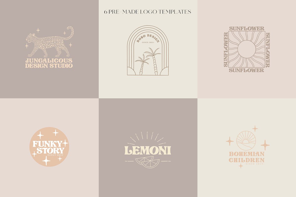 Retro logo elements & templates, a Branding & Logo Template by Michèle Kae (Photo 4 of 10)