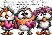 Whimsical Valentine Bird Clipart, an Illustration by Black Bird Studio (Thumbnail 1 of 6)