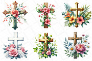 Watercolor Summer Floral Cross Clipa, an Illustration by DreamPrint404 (Thumbnail 3 of 6)