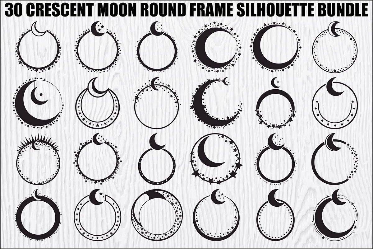 Crescent Moon Round Frame Bundle, an Illustration by Creativeshirt (Photo 1 of 31)