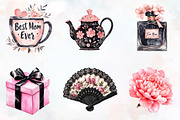 Black and Pink Mother's Day Clipart, a Seasonal Illustration by RobertsArt (Thumbnail 3 of 7)