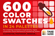 600 color swatches in 24 palettes, a Palette Add-On by ToonPlanet Vector Assets (Thumbnail 1 of 7)